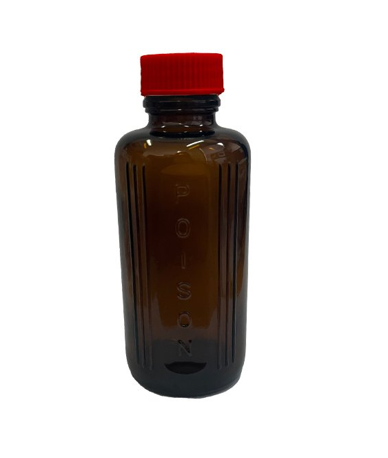 100mL Amber Glass Poison Bottle (10 pack) - with RED cap
