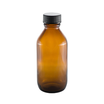 100mL Amber Glass Round Bottle (10 pack) - with cap