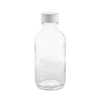 100mL Clear Glass Round Bottle (10 pack) - with cap