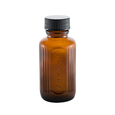 50mL Amber Glass Poison Bottle (10 pack) - with screw cap